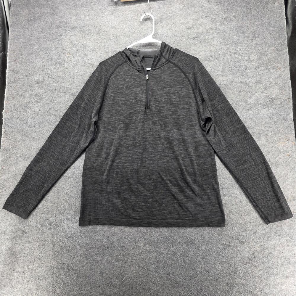Lululemon Hoodie Mens L Gray Pullover Hooded Lightweight Stretch Zip High Neck